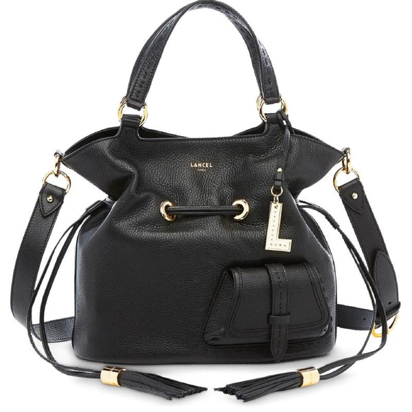 Lancel Sac seau M Premier Flirt cuir noir rouge camel