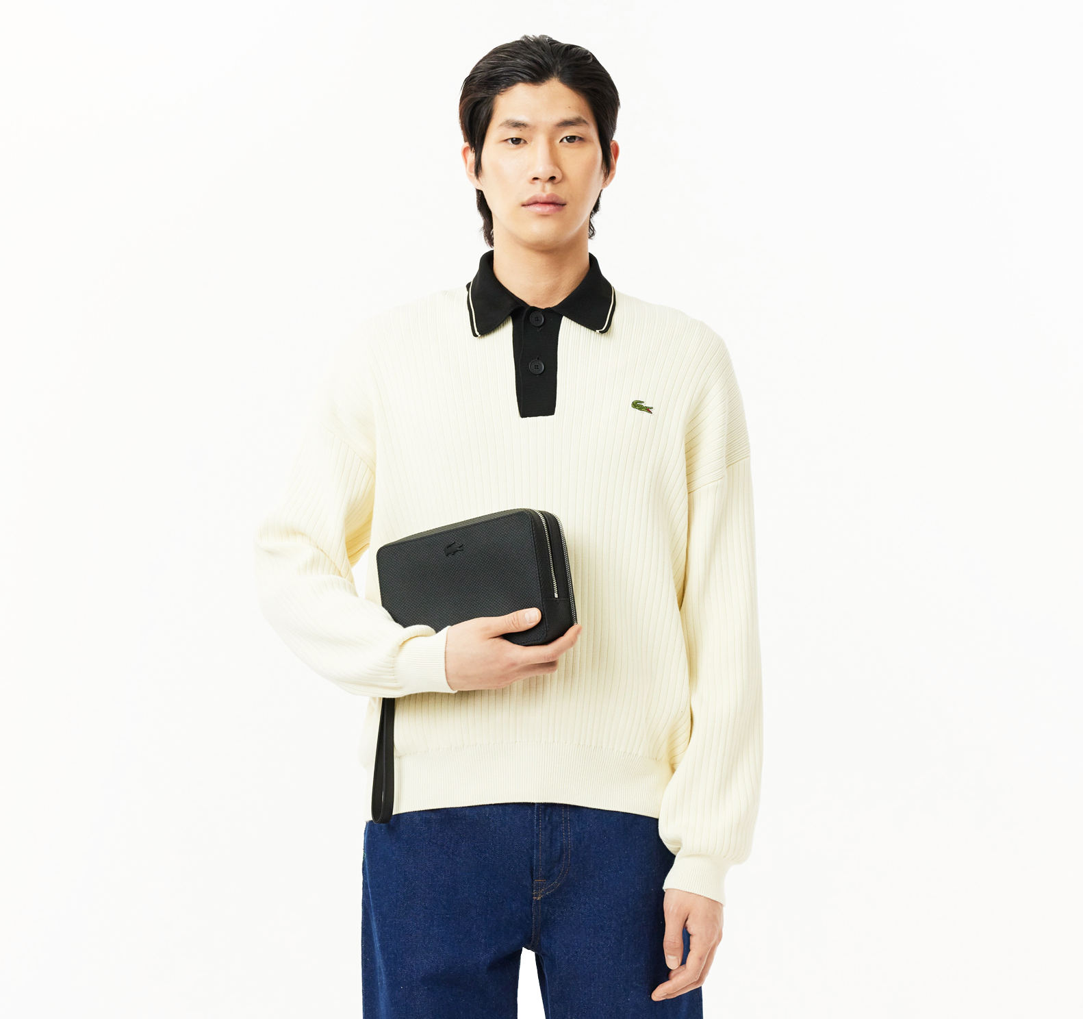 LACOSTE Trousse zippée Chantaco en cuir piqué