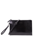 CHABRAND Pochette noire en synthétique effet croco