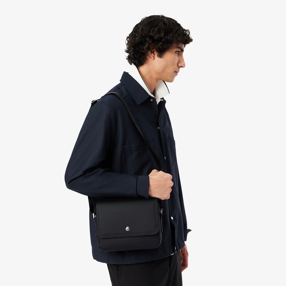Noir - LACOSTE Petit sac messenger Langon en Petit Piqué
