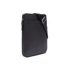 LACOSTE Sacoche plate zippée Chantaco en cuir piqué mat uni