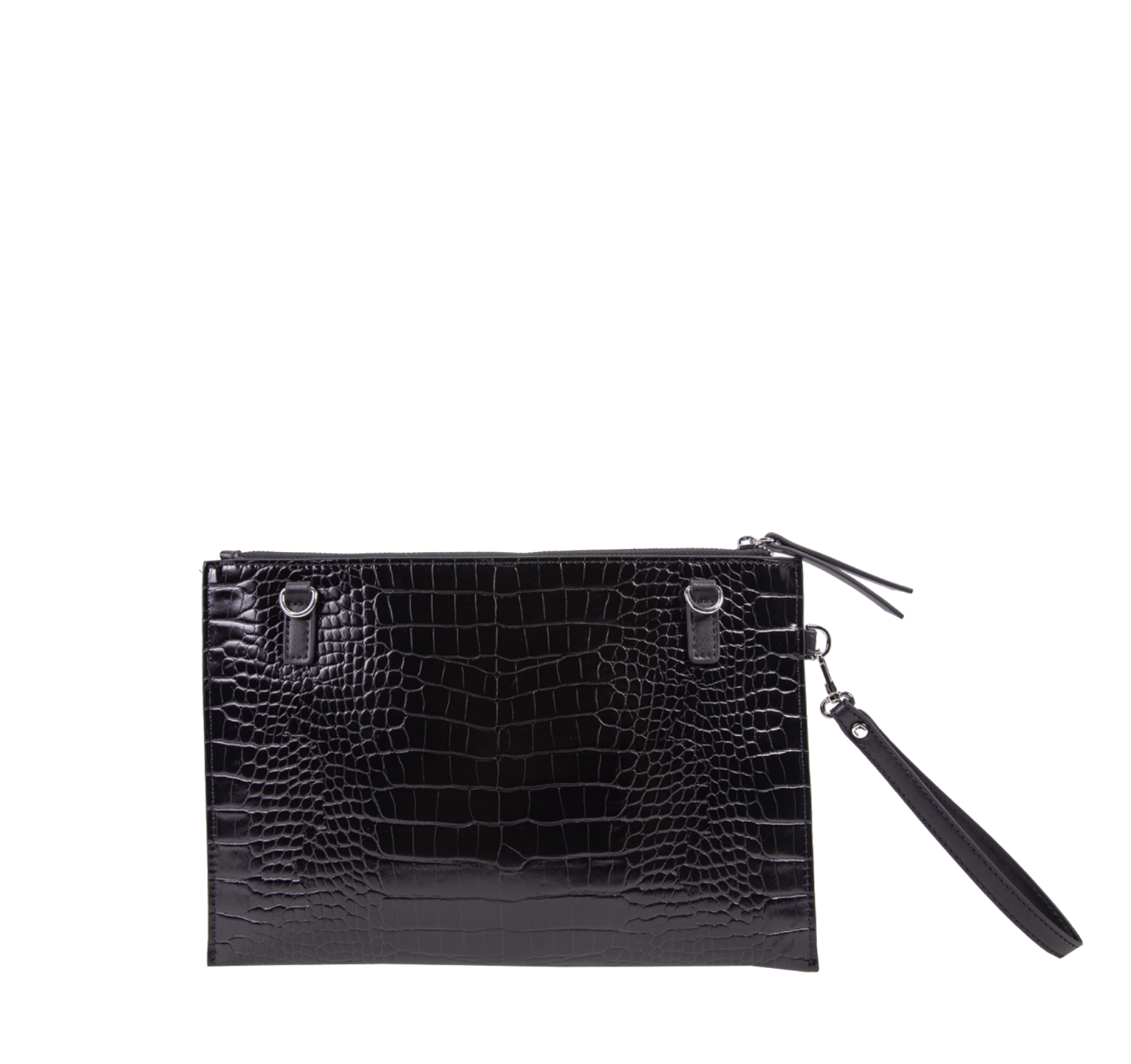 CHABRAND Pochette noire en synthétique effet croco