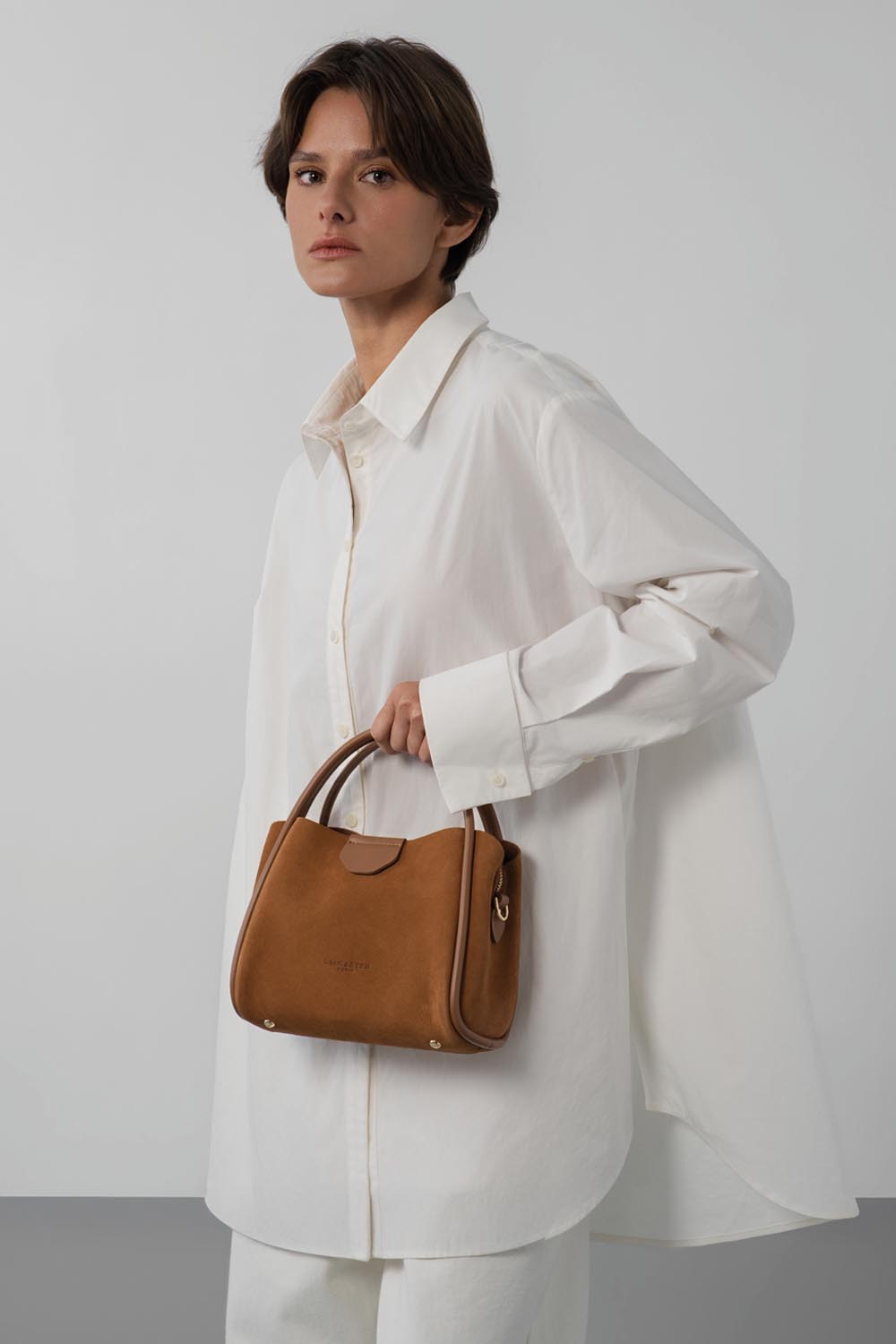 Moka - LANCASTER Petit sac à main Suède Ida