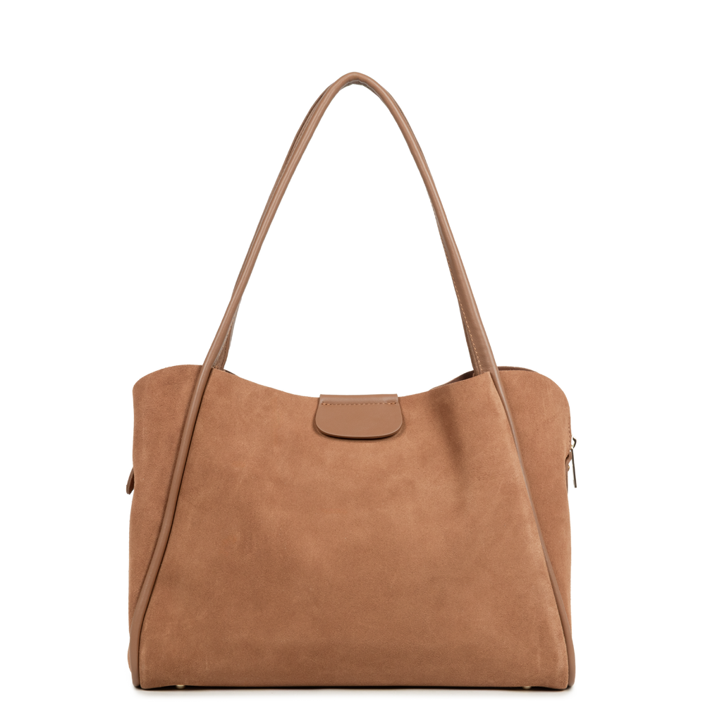 Moka - LANCASTER Grand sac cabas épaule Suède Ida