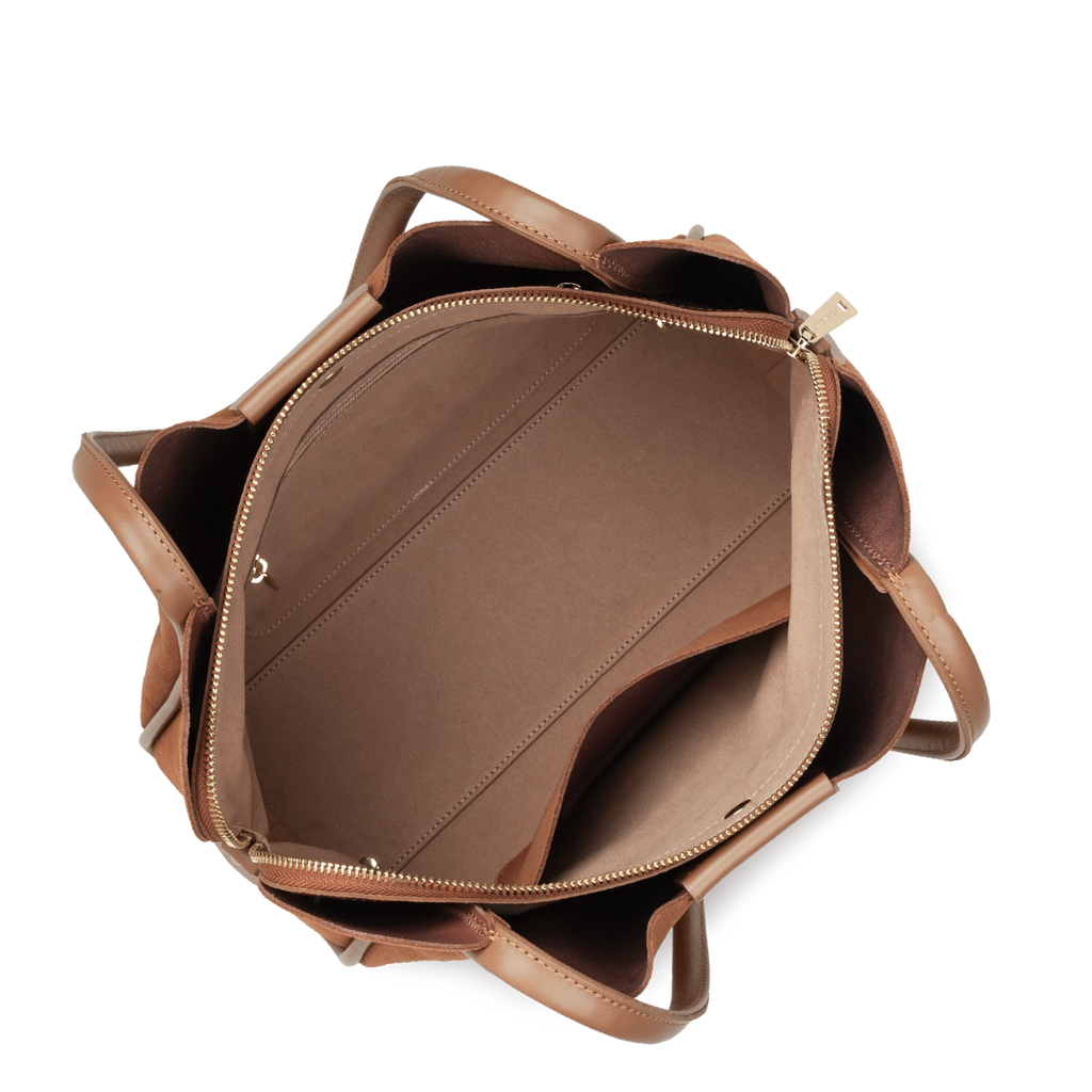 Moka - LANCASTER Grand sac cabas épaule Suède Ida