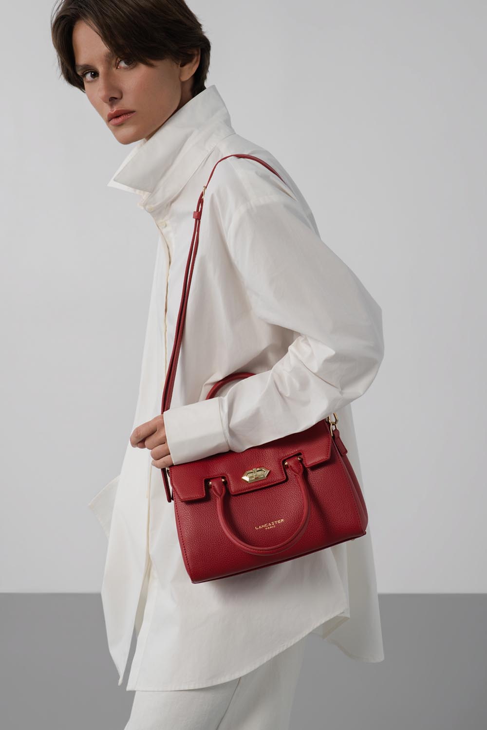 Rouge - LANCASTER Sac à main à rabat avec fermoir S Milano Cosmos