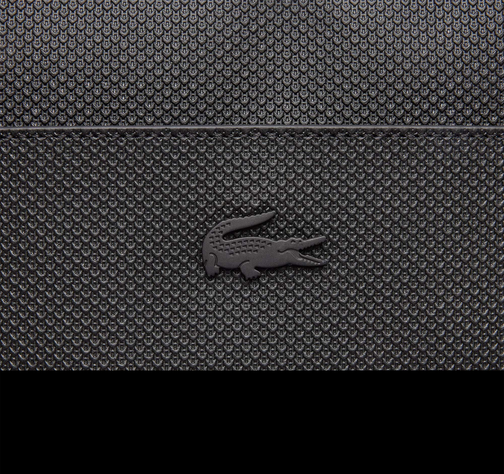 LACOSTE Sacoche plate zippée Chantaco en cuir piqué mat uni