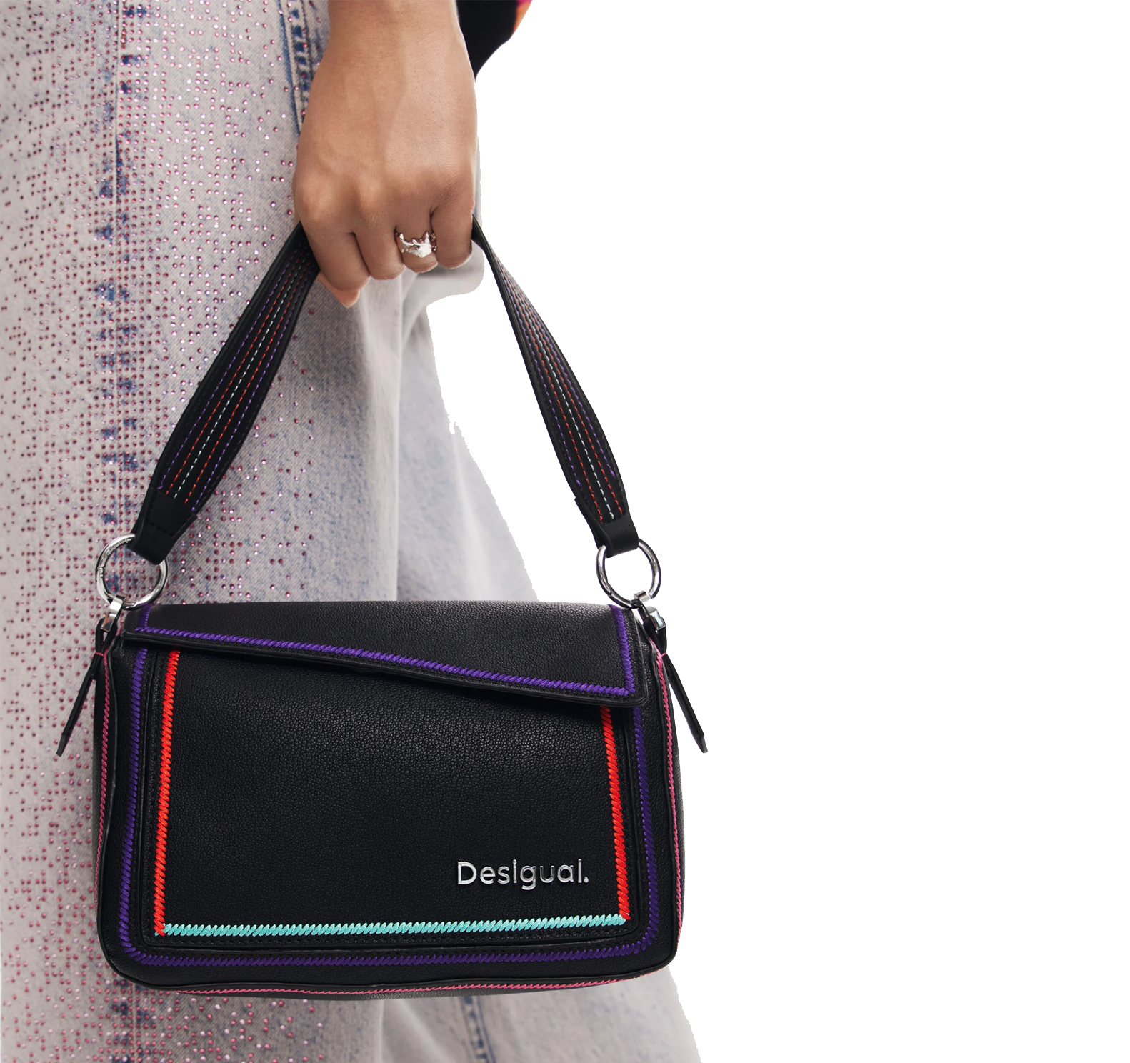 DESIGUAL Porte-monnaie à fleurs géométriques avec fermeture éclair
