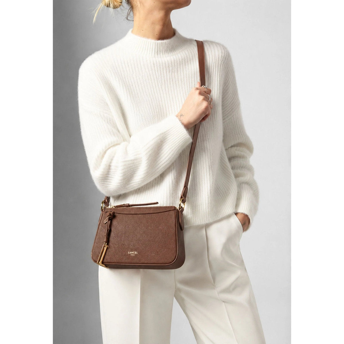 Noix de coco - LANCEL Petit sac à bandoulière zippé Faubourg