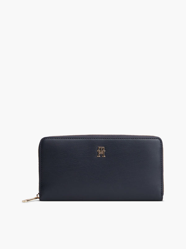 TOMMY HILFIGER Grand portefeuille zippé Hilfiger Icon Bleu marine