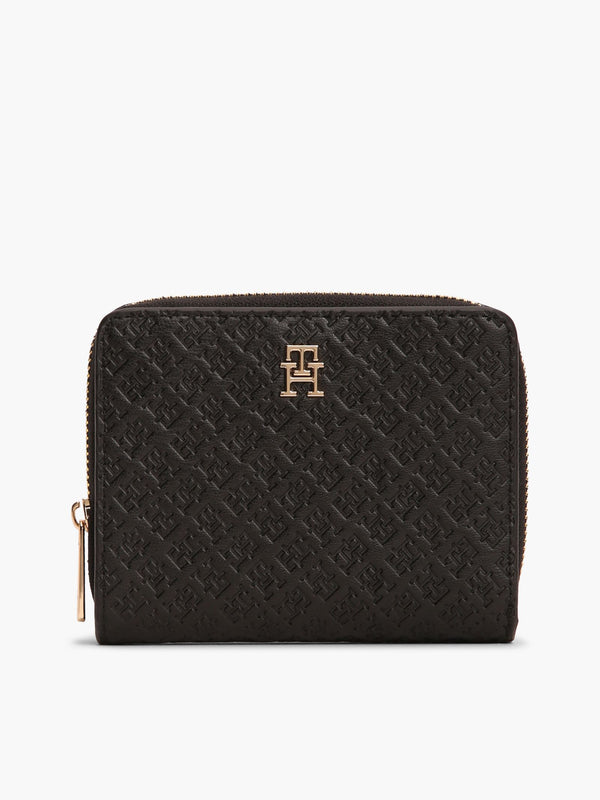 TOMMY HILFIGER Portefeuille zippé à rabat Hilfiger Icon gaufré Noir