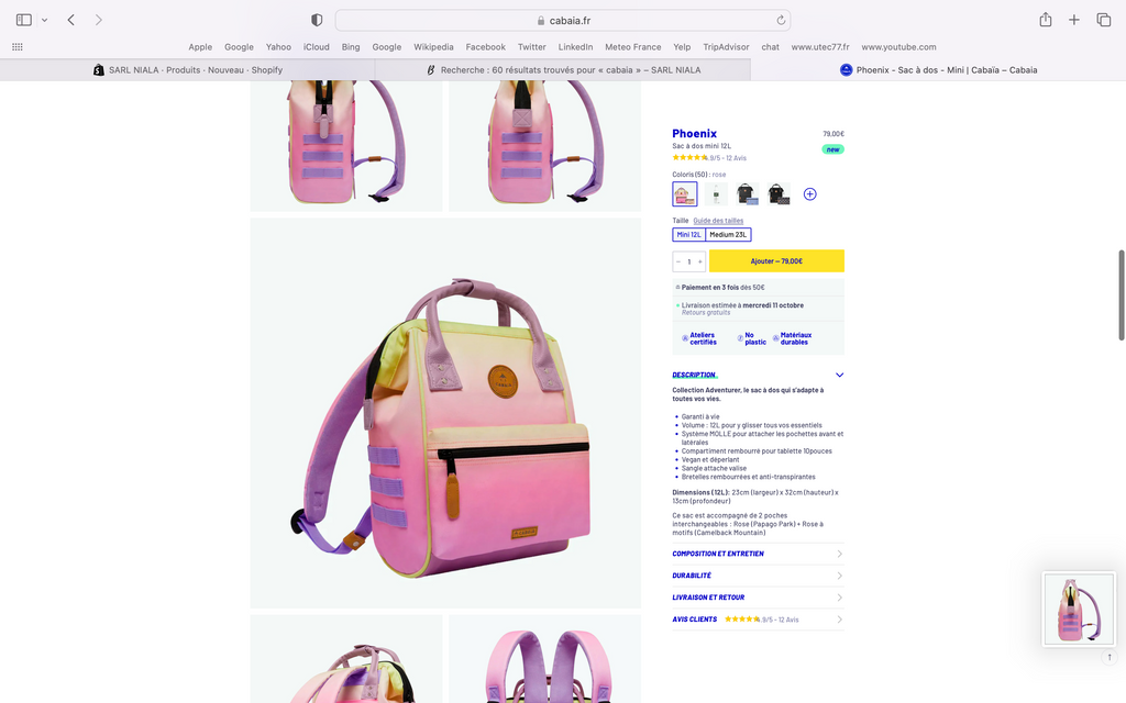CABAIA SAC À DOS ADVENTURER PHOENIX MINI