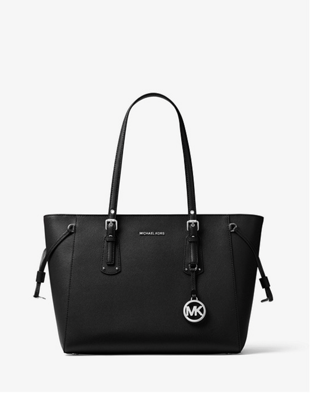 MICHAEL KORS Sac à main Voyager de taille moyenne en cuir grainé argent