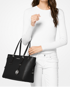 MICHAEL KORS Sac à main Voyager de taille moyenne en cuir grainé argent