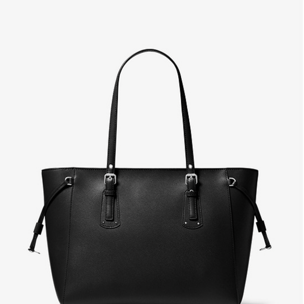 MICHAEL KORS Sac à main Voyager de taille moyenne en cuir grainé argent