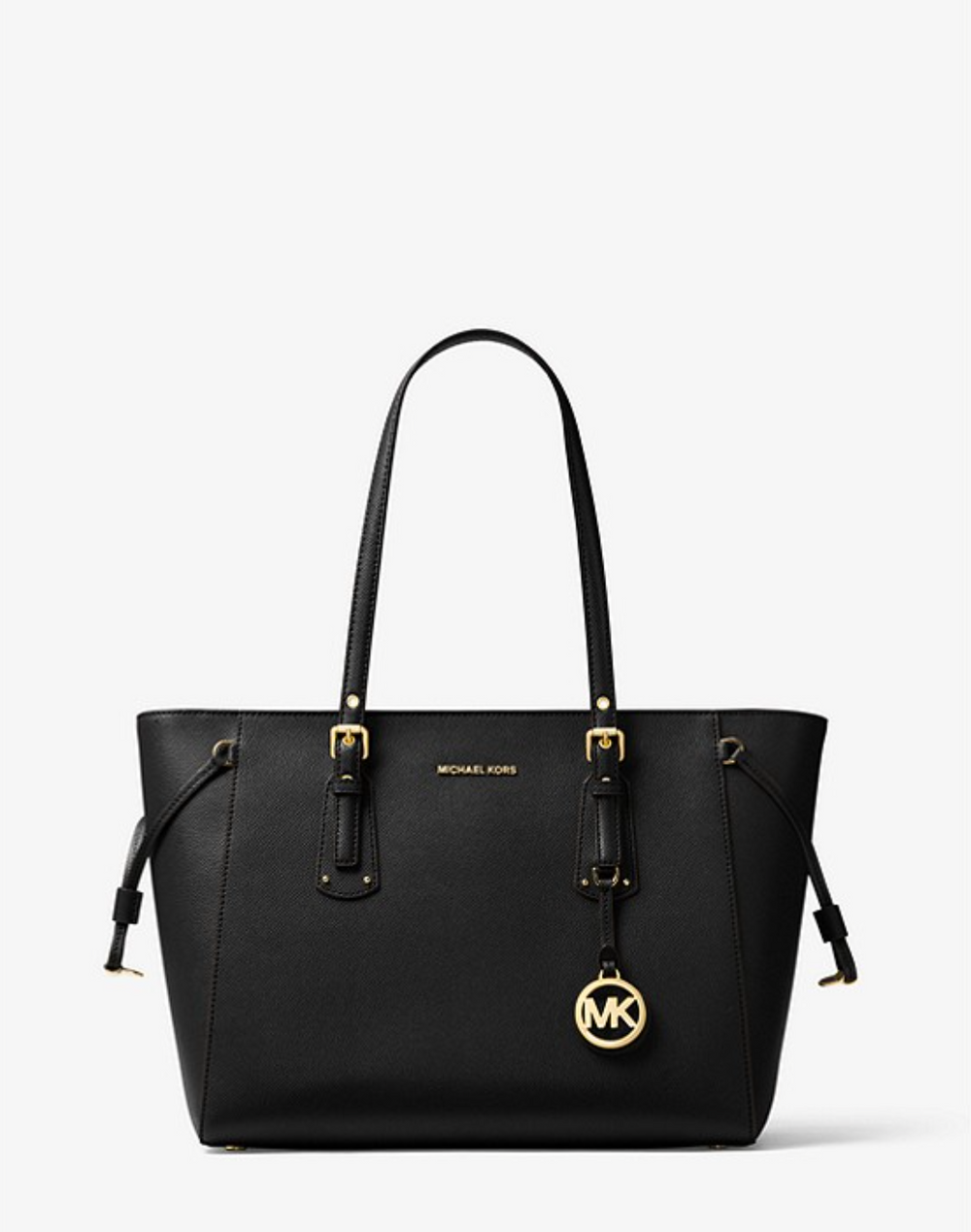 MICHAEL KORS Sac à main Voyager de taille moyenne en cuir grainé doré