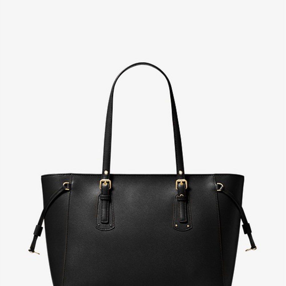 MICHAEL KORS Sac à main Voyager de taille moyenne en cuir grainé doré