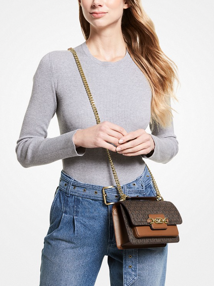 
                      
                        MICHAEL KORS Très petit sac à bandoulière Heather avec logo Bronze/Noisette
                      
                    