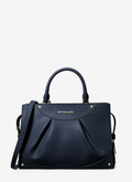 MICHAEL KORS Sac Enzo de taille moyenne en cuir Bleu marine