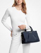 MICHAEL KORS Sac Enzo de taille moyenne en cuir Bleu marine