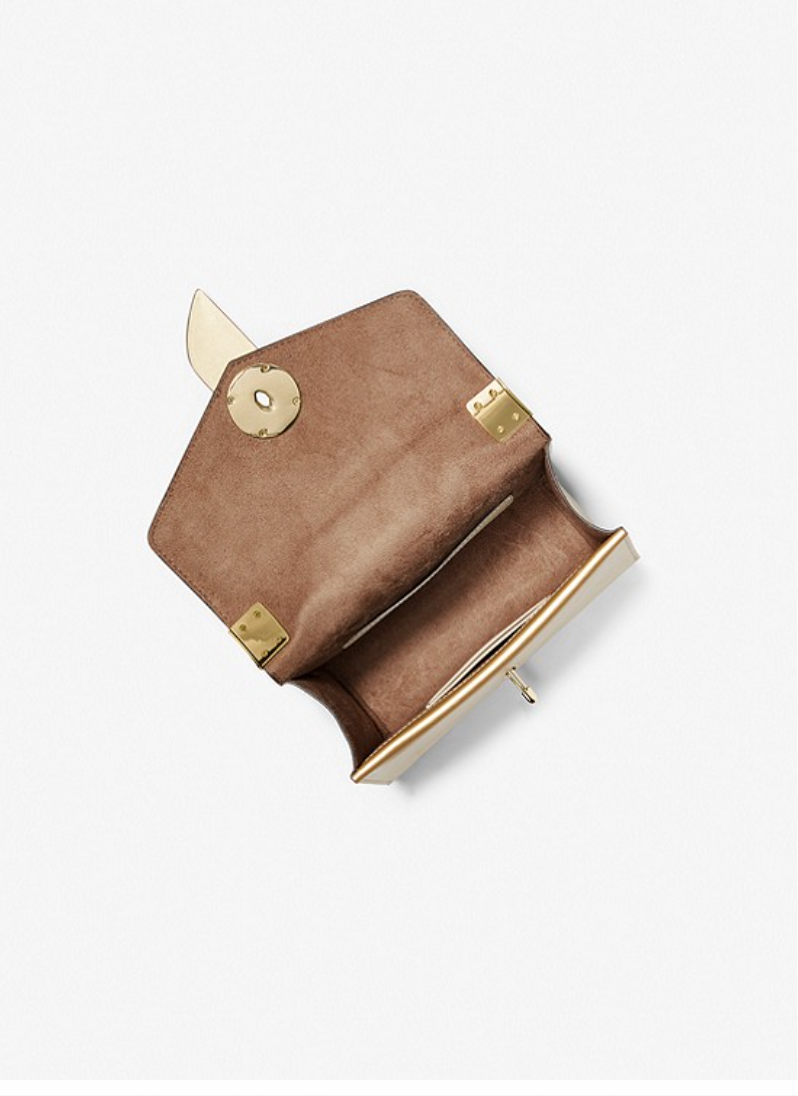 MICHAEL KORS Petit sac à bandoulière Greenwich en cuir saffiano métallisé