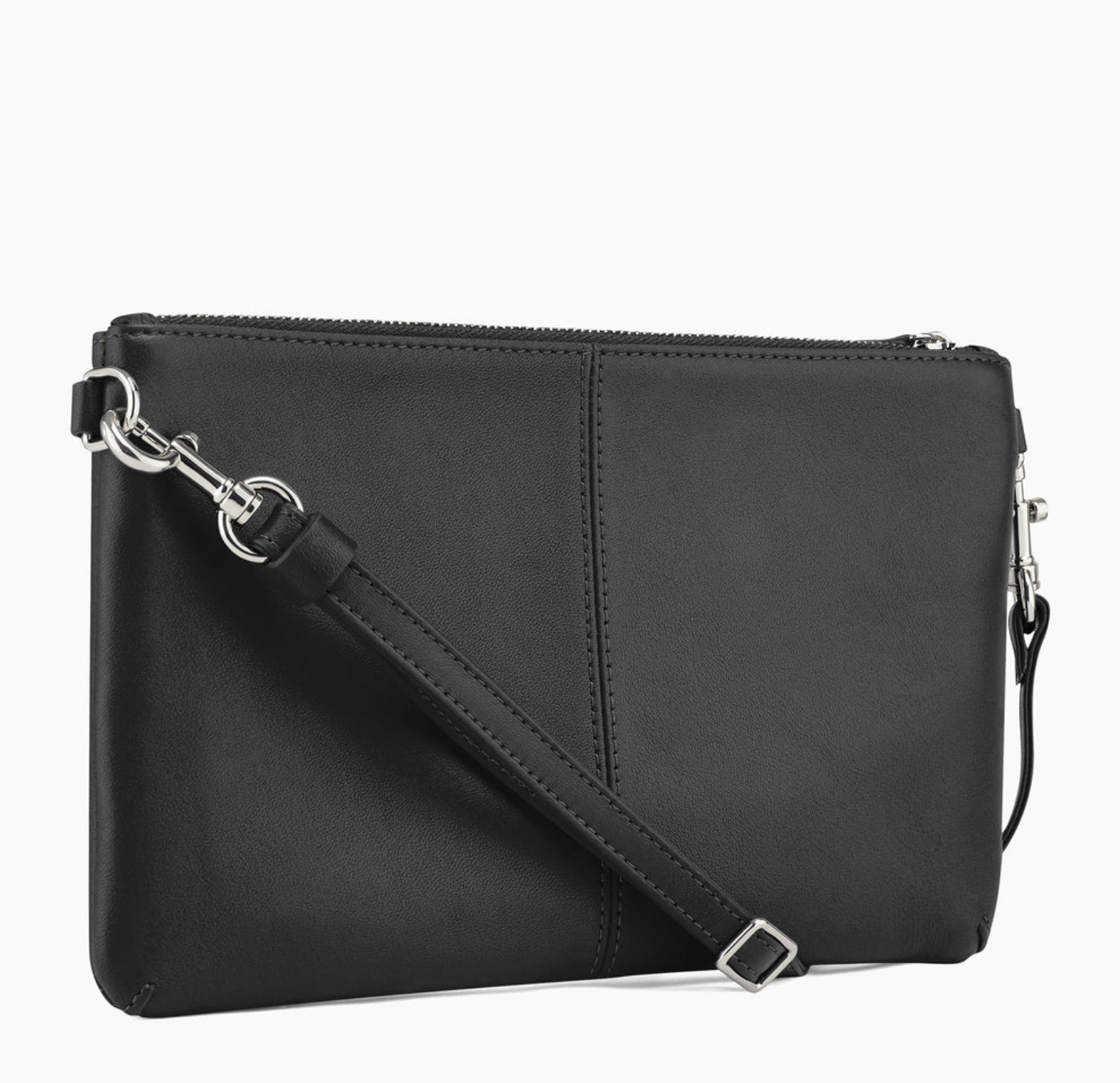 LE TANNEUR POCHETTE ZIPPÉE AVEC BANDOULIÈRE AMOVIBLE CHARLOTTE EN CUIR LISSE