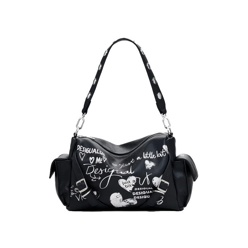 DESIGUAL Sac bowling effet cuir lettres moyen
