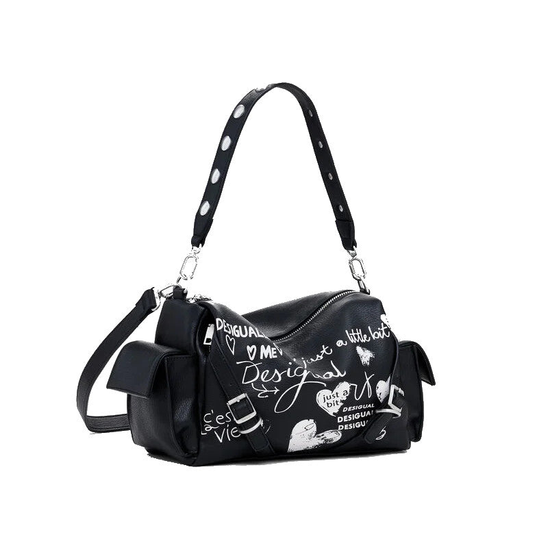 DESIGUAL Sac bowling effet cuir lettres moyen
