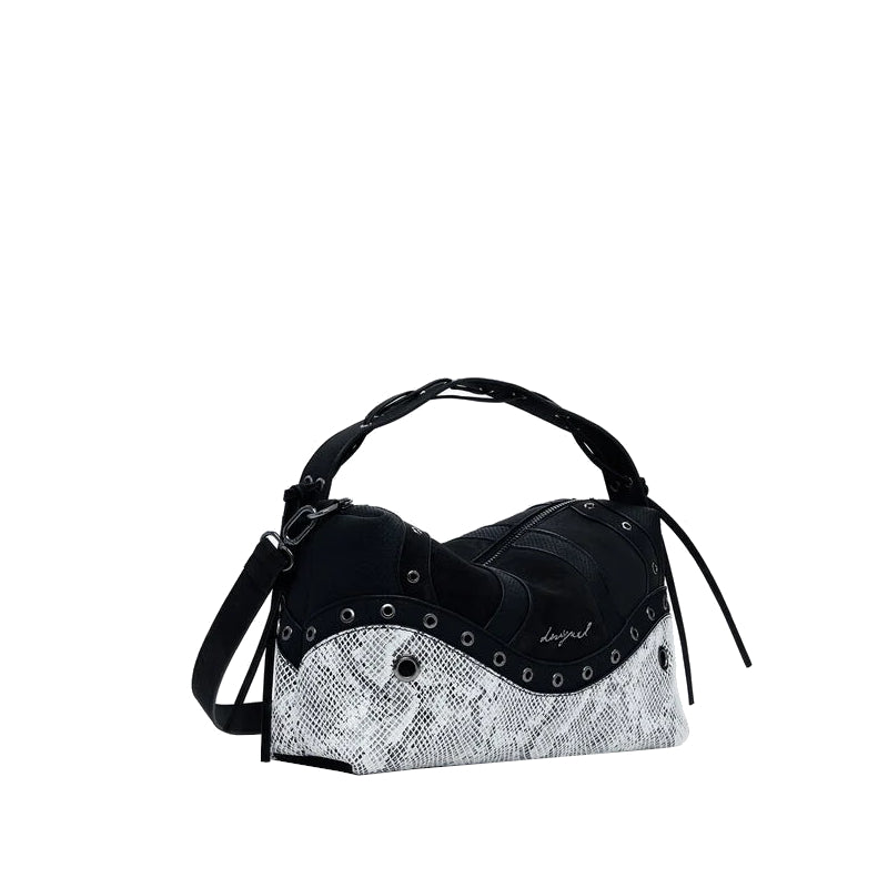 DESIGUAL Sac main moyen à clous motif serpent
