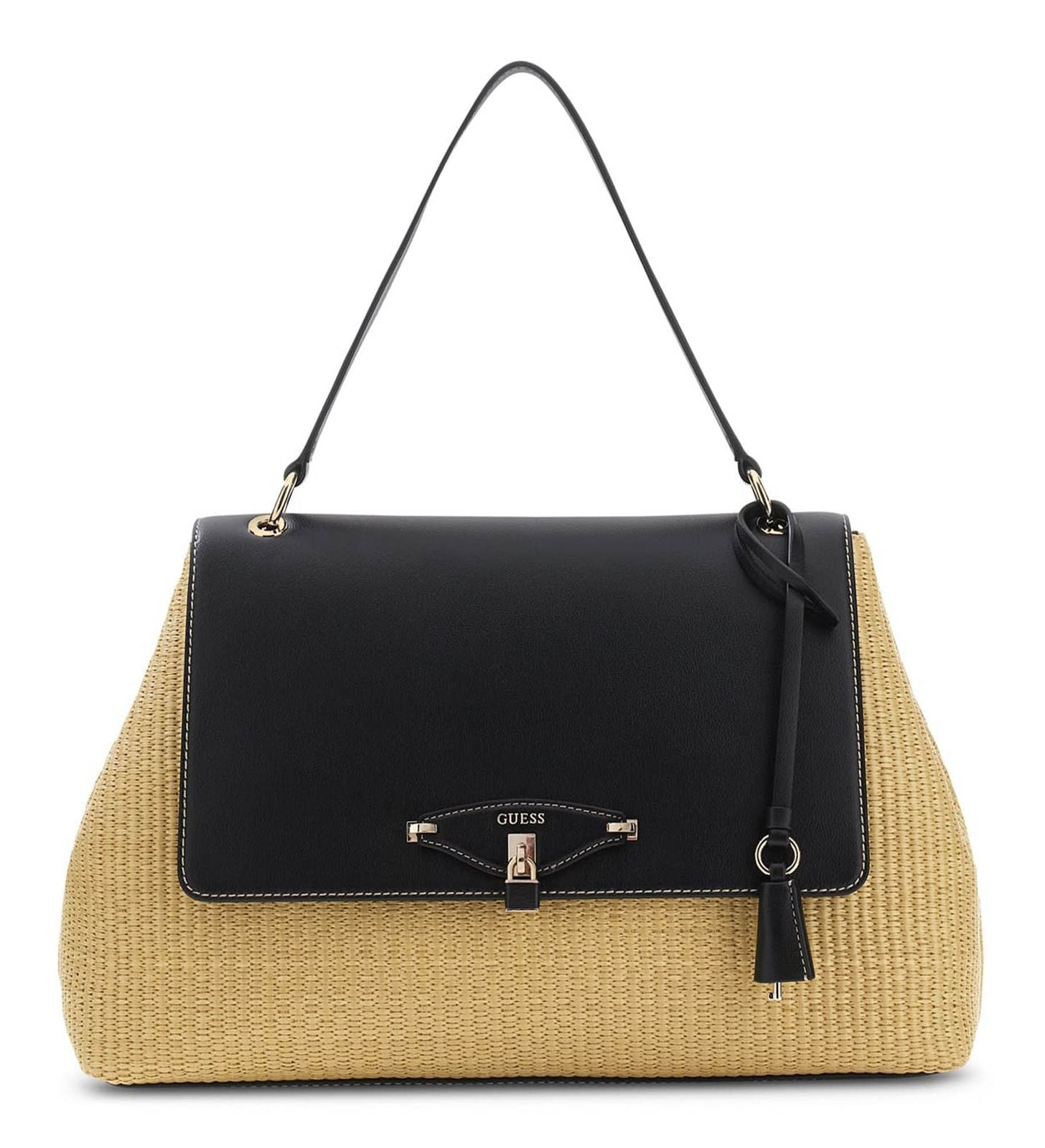 Naturel - GUESS Sac épaule Maggie Straw Flap L