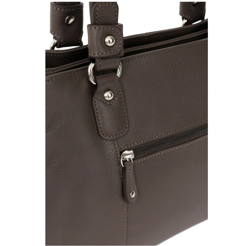 HEXAGONA Sac porté épaule 2 anses - Cuir de vachette grainé