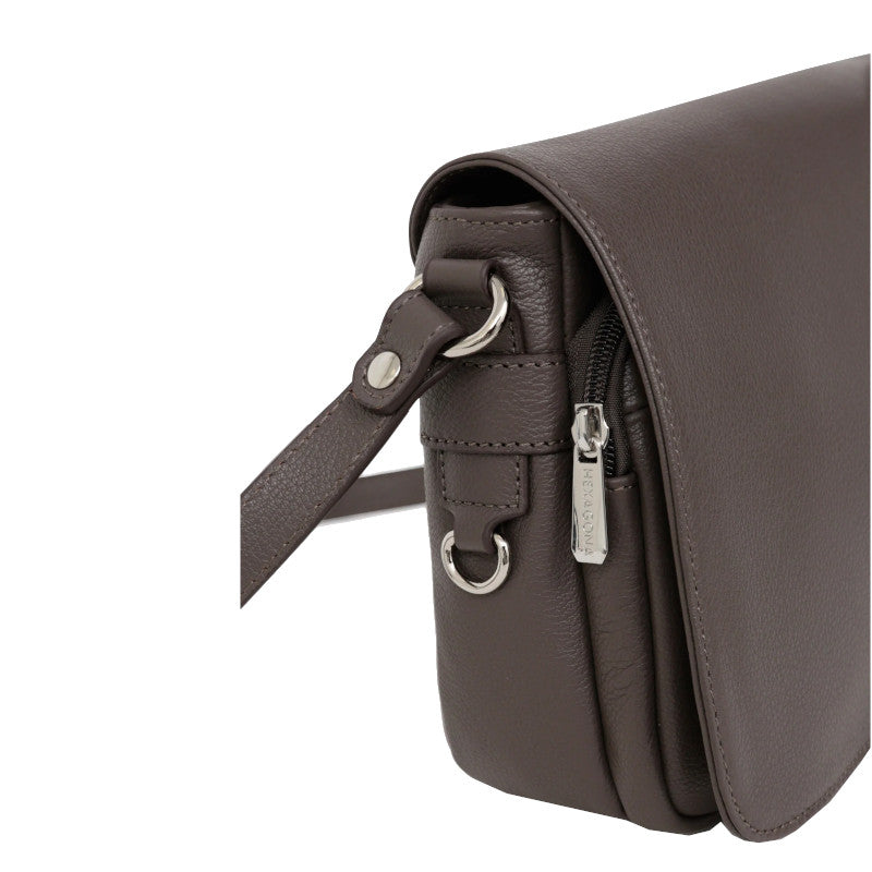 HEXAGONA Sac porté travers - Cuir de vachette grainé