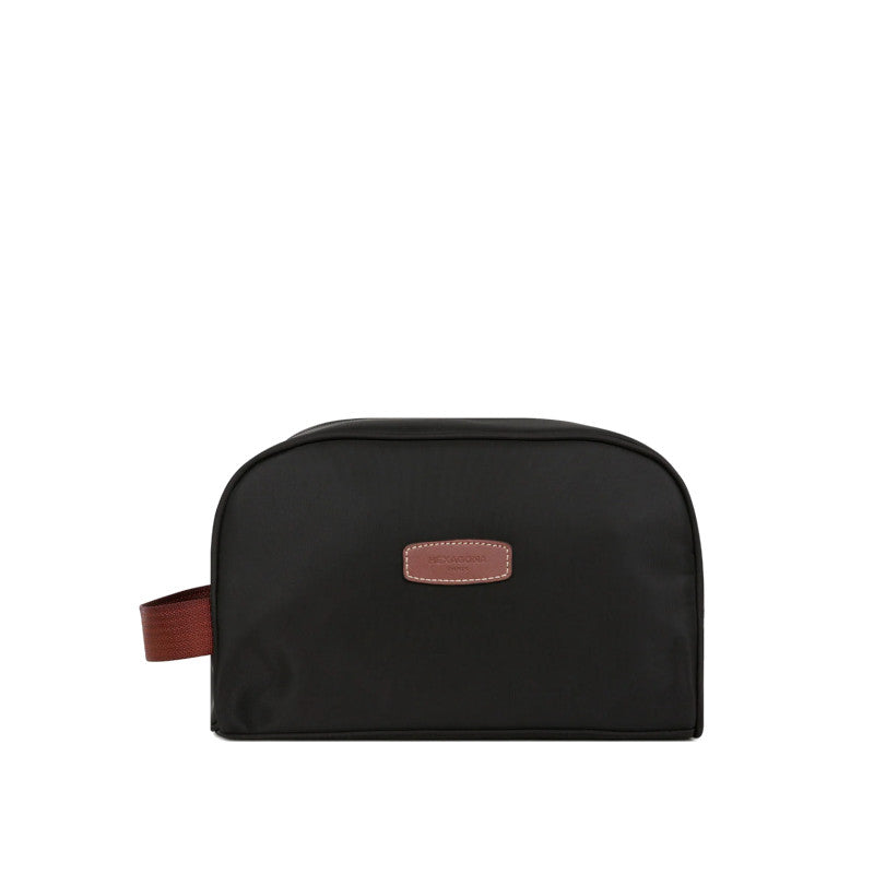 HEXAGONA Trousse de toilette - Nylon /croûte de cuir de vachette