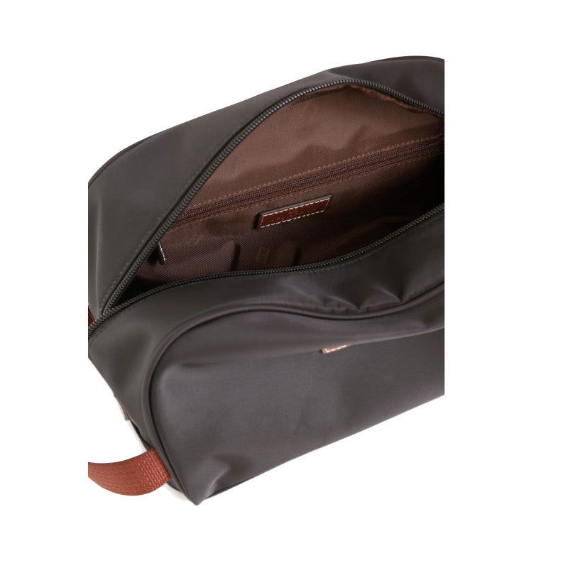 HEXAGONA Trousse de toilette - Nylon /croûte de cuir de vachette