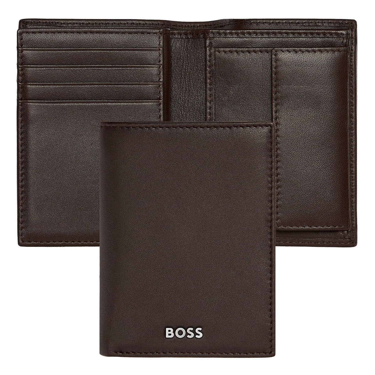 Marron - Hugo Boss Porte-cartes Flap avec porte-monnaie Classic Smooth Marron