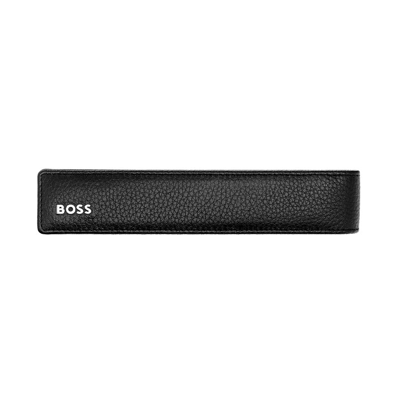 HUGO BOSS Étui à stylo simple, finition grainée noire classique