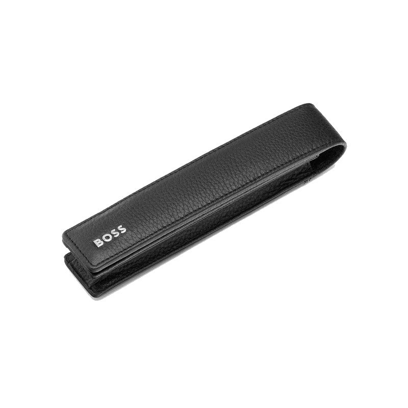 HUGO BOSS Étui à stylo simple, finition grainée noire classique