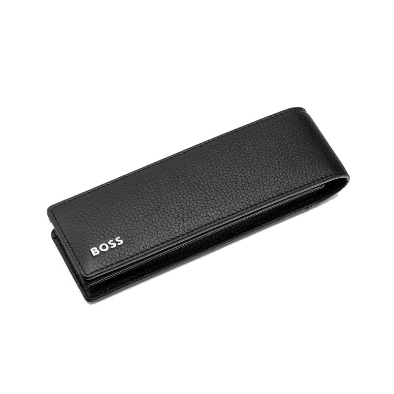 HUGO BOSS Étui double pour stylos, finition grainée classique