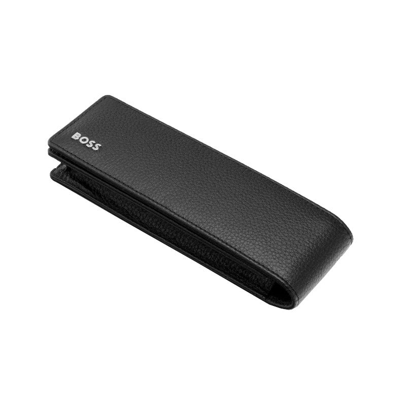 HUGO BOSS Étui double pour stylos, finition grainée classique