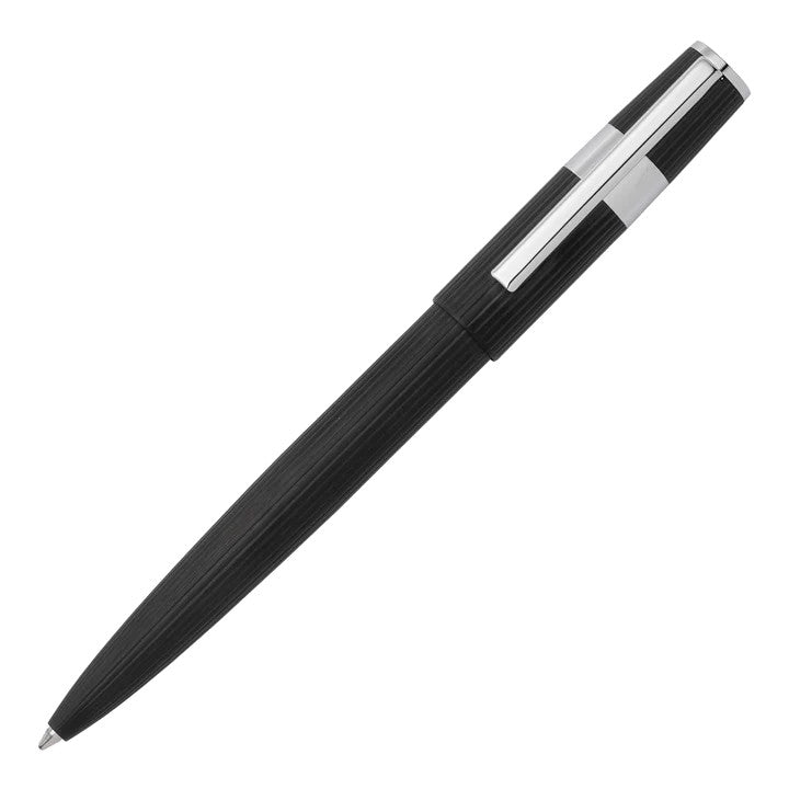 HUGO BOSS Stylo bille Motif engrenages rayé noir/chrome