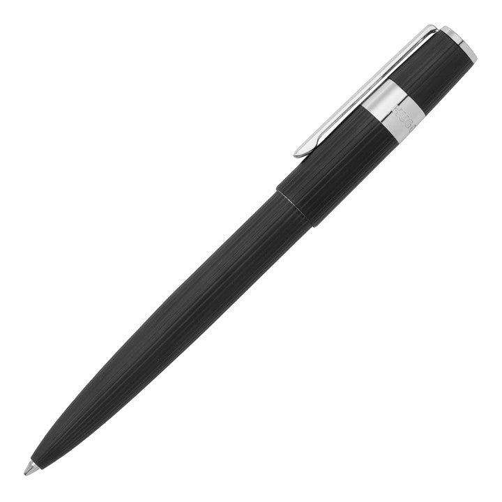 HUGO BOSS Stylo bille Motif engrenages rayé noir/chrome