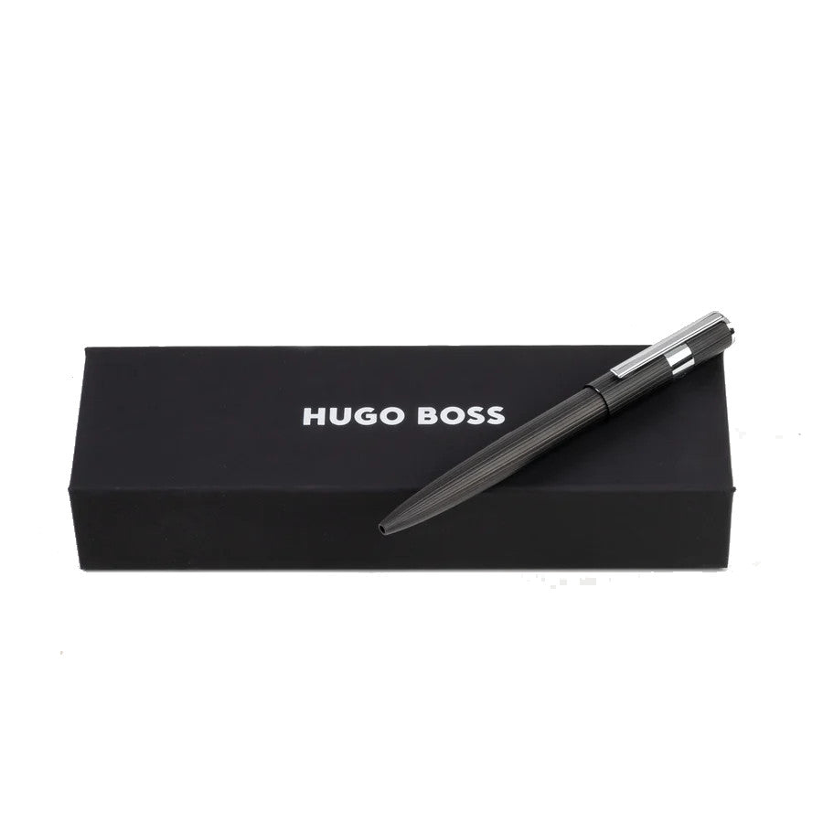 HUGO BOSS Stylo bille Motif engrenages rayé noir/chrome