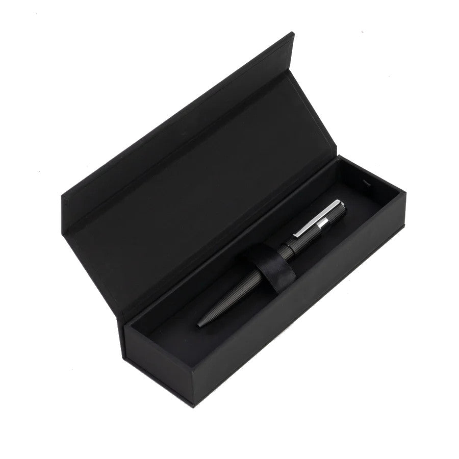 HUGO BOSS Stylo bille Motif engrenages rayé noir/chrome