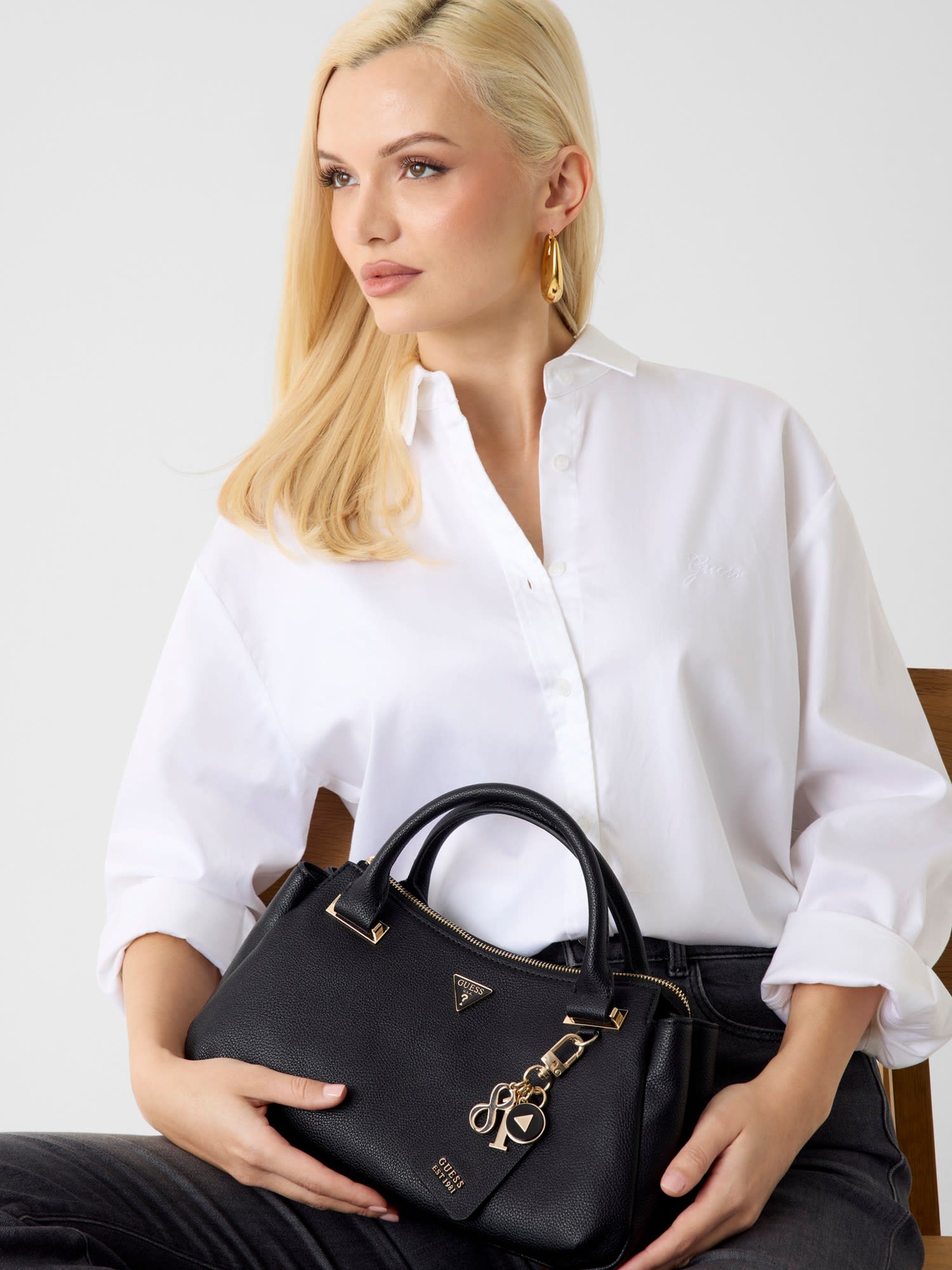 Noir - GUESS Sac à main Evie Triple Comp Satchel