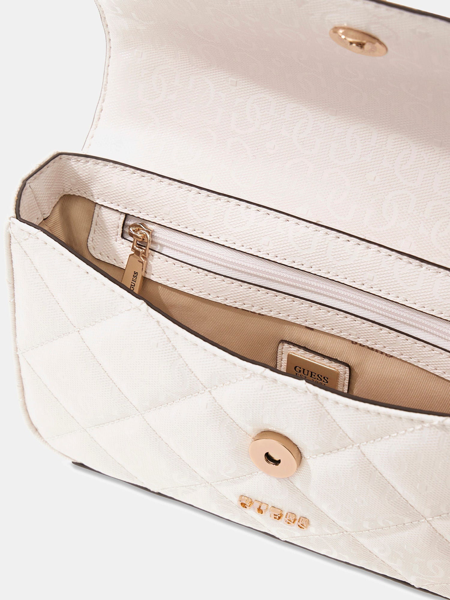 Crème - GUESS Sac à bandoulière Libby Flap Crossbody