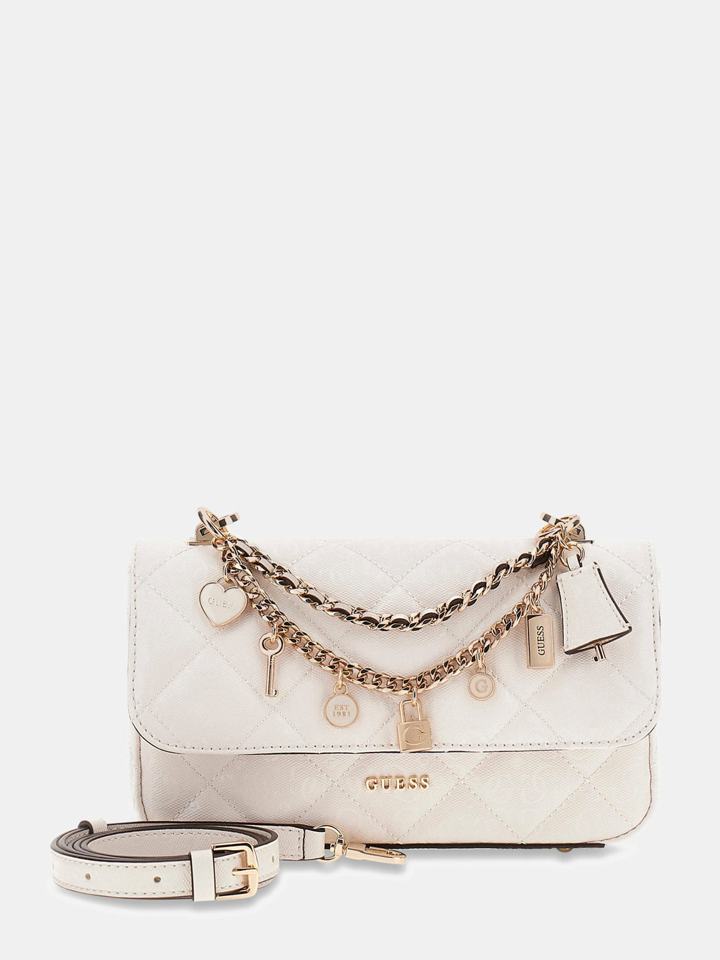 Crème - GUESS Sac à bandoulière Libby Flap Crossbody