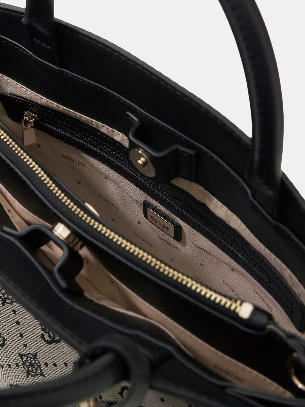 Noir - GUESS Sac à main Melinda Logo Tri Comp Satchel