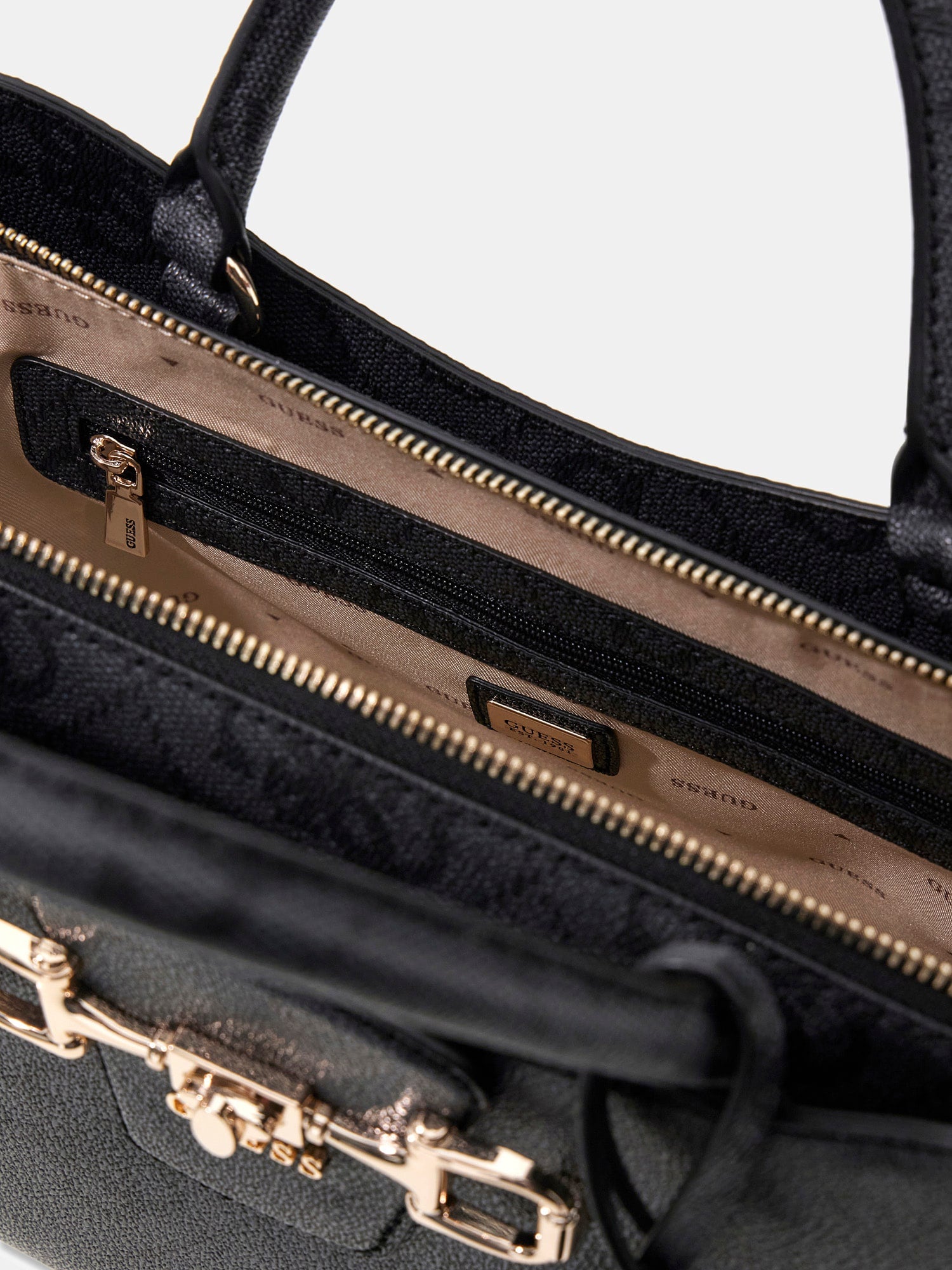 Noir - GUESS Sac à main Janie Logo Girlfriend Satchel