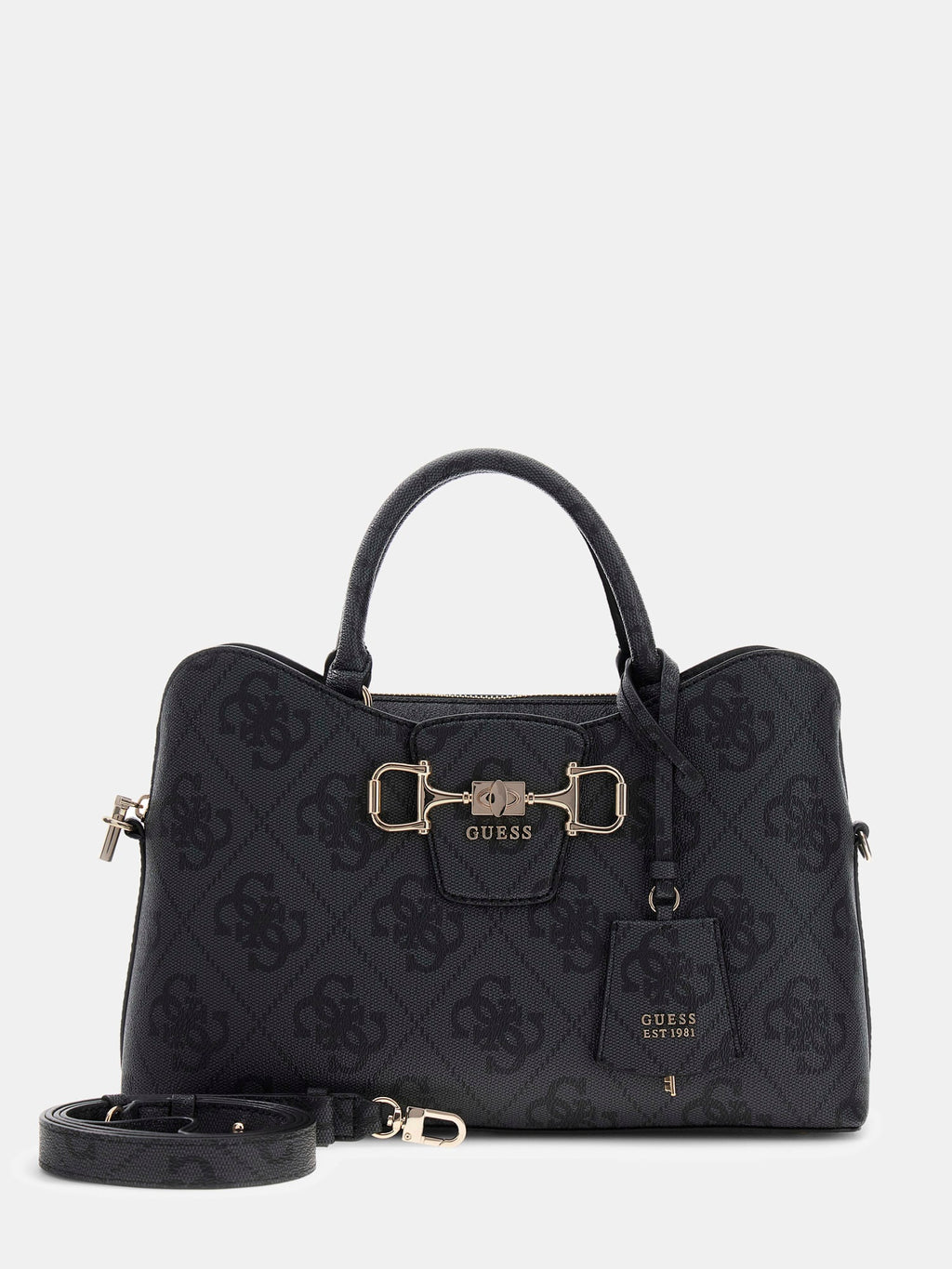 Noir - GUESS Sac à main Janie Logo Girlfriend Satchel