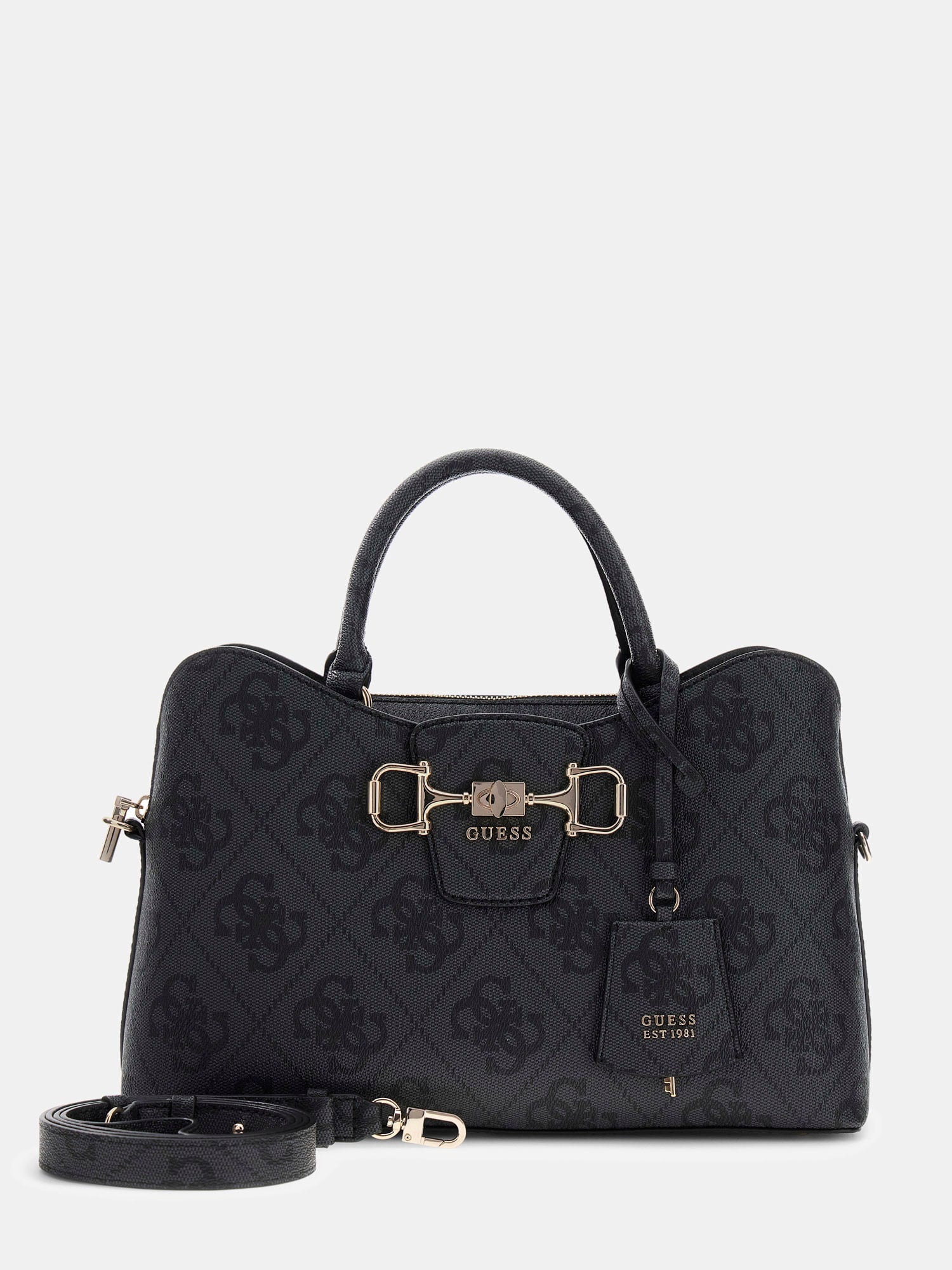 Noir - GUESS Sac à main Janie Logo Girlfriend Satchel
